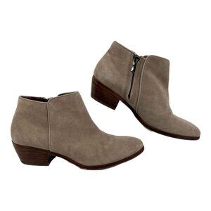 Sam Edelman Taupe Suede Round Toe Ankle Booties | Size 6.5